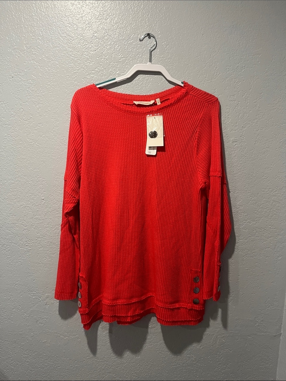 NWT Soft Surroundings Shirt Womens Small Orange My Time Tunic Top Long Sleeve